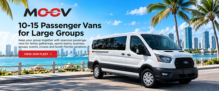 MOOV Rentals 10-15 passenger van rental for large groups in South Florida