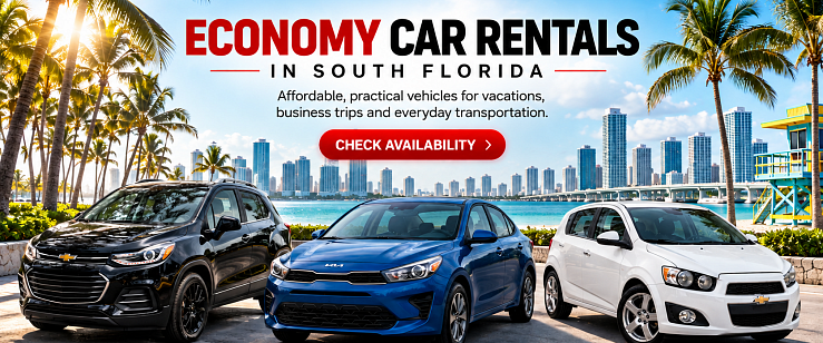 Economy cars available for rent with MOOV Rentals in South Florida