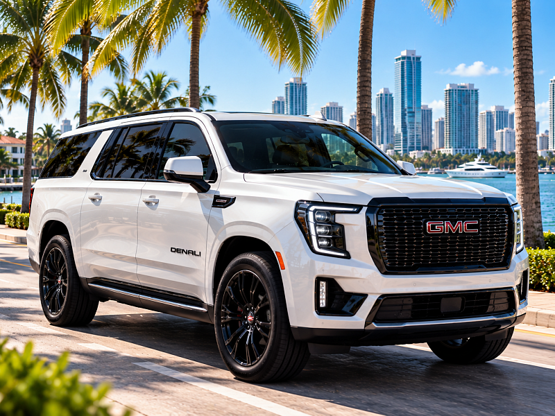White GMC Yukon full-size SUV available for rent in South Florida