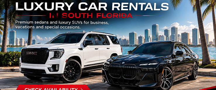BMW luxury sedan and GMC Yukon luxury SUV for rent in South Florida
