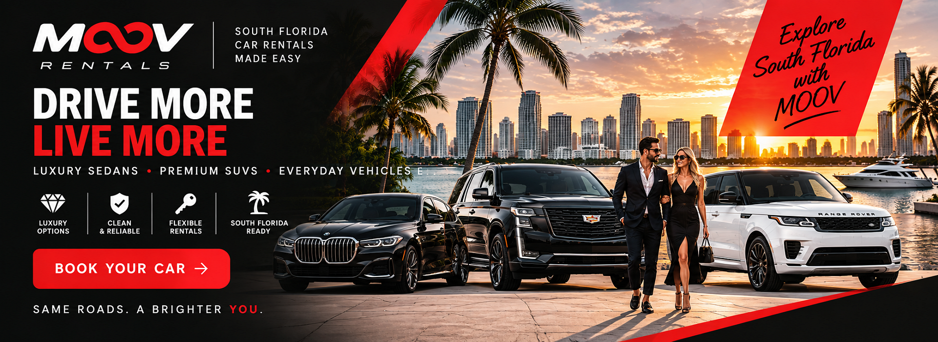 MOOV Rentals luxury cars and SUVs for travel throughout South Florida