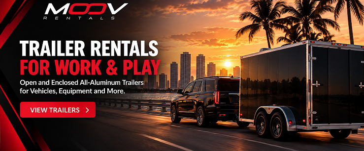 MOOV Rentals enclosed trailer rental in South Florida for vehicles, equipment, hauling and projects